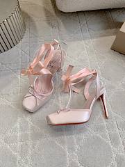 Fortok Christian Louboutin Cassia Lace Up Crepe satin Pink 10cm - 4