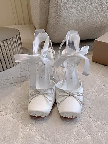 Fortok Christian Louboutin Cassia Lace Up Crepe satin White 10cm