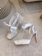 Fortok Christian Louboutin Cassia Lace Up Crepe satin White 10cm - 3