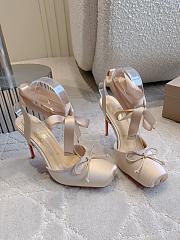 Fortok Christian Louboutin Cassia Lace Up Crepe satin Light Beige 10cm - 6