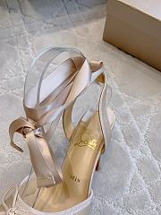 Fortok Christian Louboutin Cassia Lace Up Crepe satin Light Beige 10cm - 4