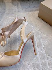Fortok Christian Louboutin Cassia Lace Up Crepe satin Light Beige 10cm - 3