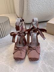 Fortok Christian Louboutin Cassia Lace Up Crepe satin Chocolate Brown 10cm - 1