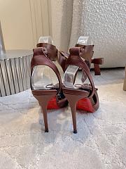 Fortok Christian Louboutin Cassia Lace Up Crepe satin Chocolate Brown 10cm - 3