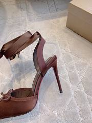 Fortok Christian Louboutin Cassia Lace Up Crepe satin Chocolate Brown 10cm - 2