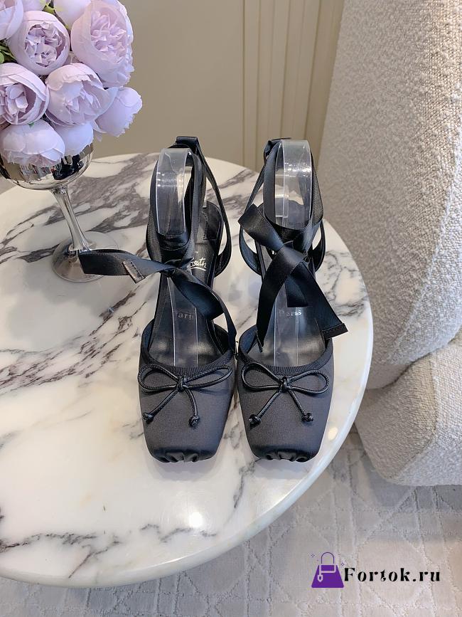 Fortok Christian Louboutin Cassia Lace Up Crepe satin Black 6cm - 1