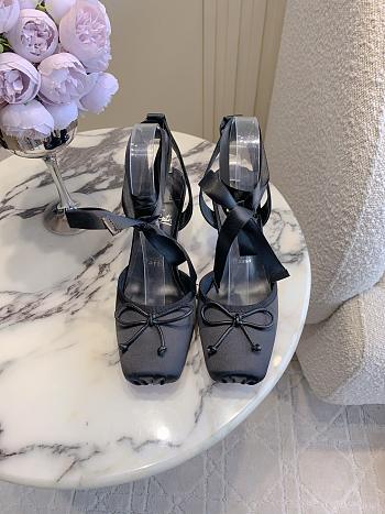 Fortok Christian Louboutin Cassia Lace Up Crepe satin Black 6cm