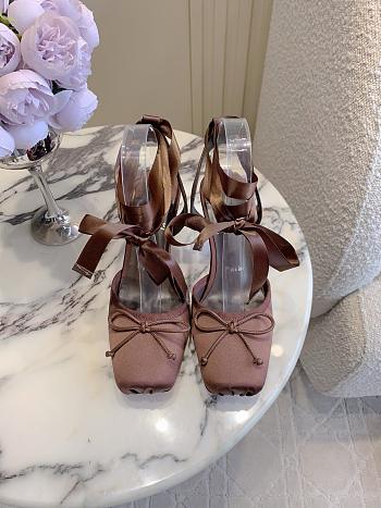 Fortok Christian Louboutin Cassia Lace Up Crepe satin Dark Brown 6cm
