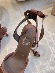 Fortok Christian Louboutin Cassia Lace Up Crepe satin Dark Brown 6cm - 6