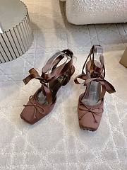 Fortok Christian Louboutin Cassia Lace Up Crepe satin Dark Brown 6cm - 5