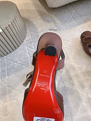 Fortok Christian Louboutin Cassia Lace Up Crepe satin Dark Brown 6cm - 4