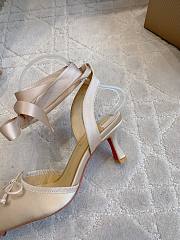 Fortok Christian Louboutin Cassia Lace Up Crepe satin Champagne Beige 6cm - 3