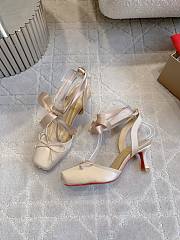 Fortok Christian Louboutin Cassia Lace Up Crepe satin Champagne Beige 6cm - 2