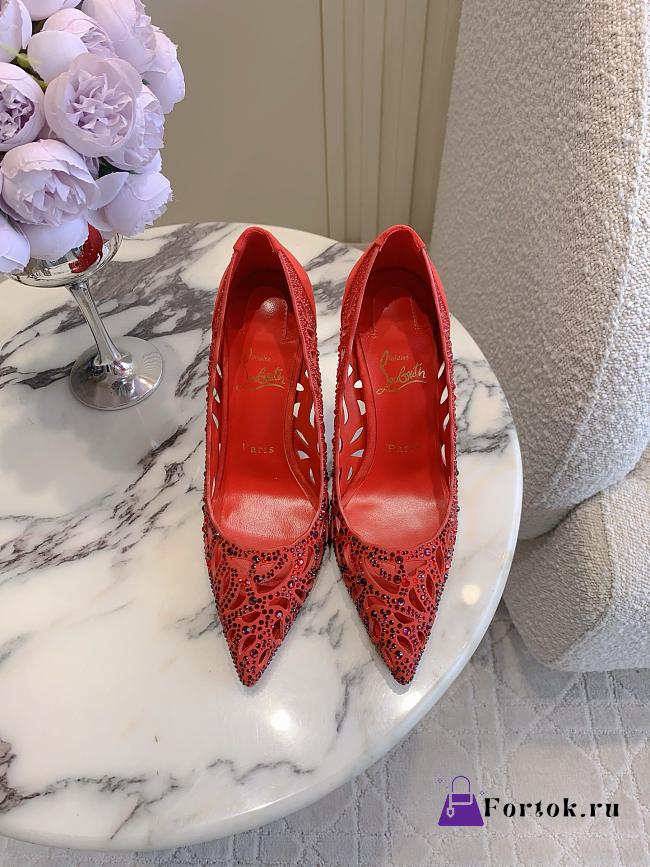 Fortok Christian Louboutin Lasera Strass Pump Red 10cm - 1