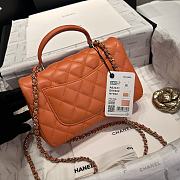 Fortok Chanel Flap Bag Top Handle Orange 20cm - 6