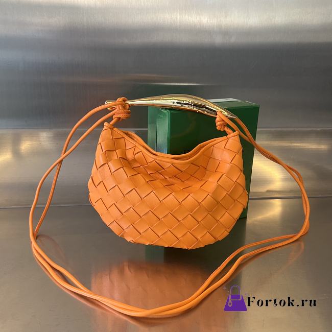 Fortok Bottega Veneta Sardine Leather Crossbody Bag Orange 20x12x2.5cm - 1