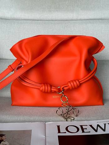 Fortok Loewe Flamenco Leather Clutch Orange 30-19-24cm