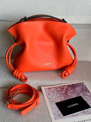 Fortok LOEWE Flamenco Leather Clutch Orange 23.9-9-18cm 