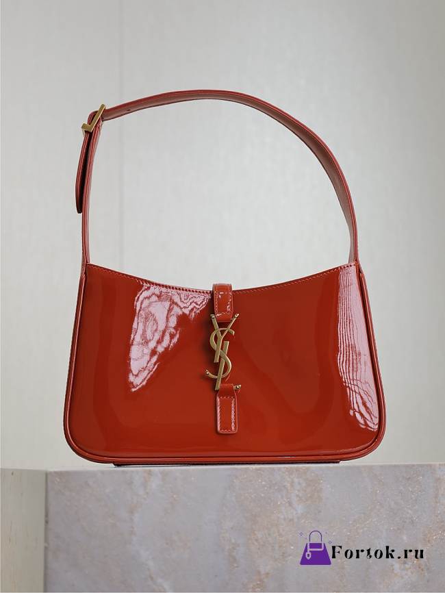 Fortok Saint Laurent Le 5 à 7 patent leather Brown-Orange 25X14X6cm - 1