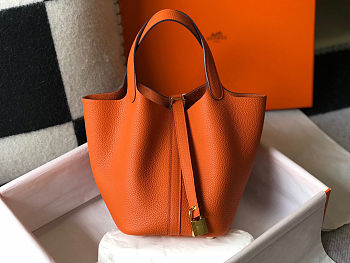 Fortok Hermès Picotin Lock bag Orange 18Cm