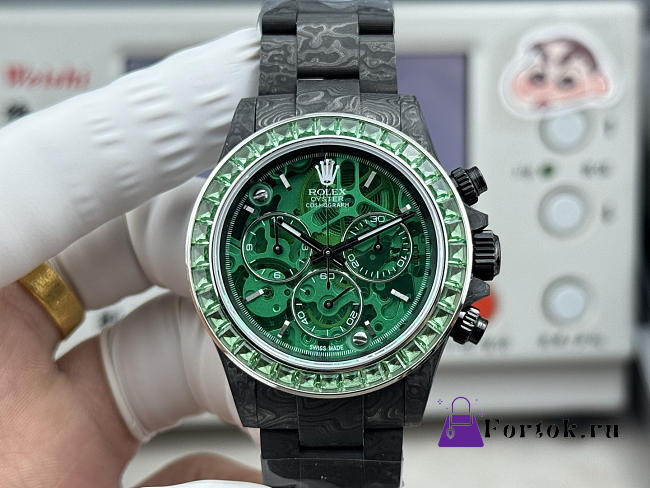 Fortok Rolex Cosmograph Daytona Carbon Fiber Custom Edition Watch Green 40 x 12.4 mm - 1