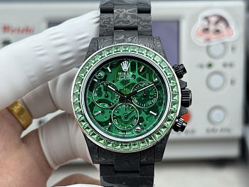 Fortok Rolex Cosmograph Daytona Carbon Fiber Custom Edition Watch Green 40 x 12.4 mm