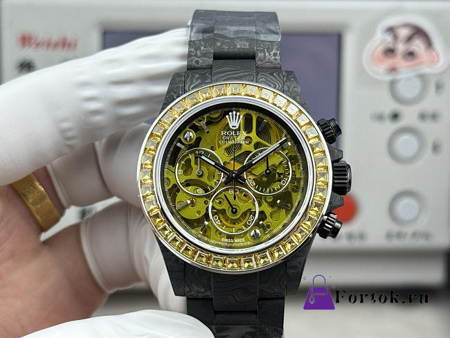 Fortok Rolex Cosmograph Daytona Carbon Fiber Custom Edition Watch Yellow 40 x 12.4 mm - 1