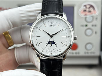 Fortok Rolex Cellini Moonphase Diamond Marker Dial Watch Black/Gold40mm