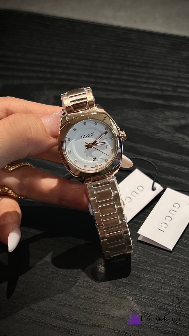 Fortok Gucci GG2570 quartz watch Gold White Dial 28mm - 1