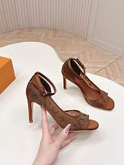 Fortok Louis Vuitton 2026ss Gala model Mesh Brown Heels 8cm - 5