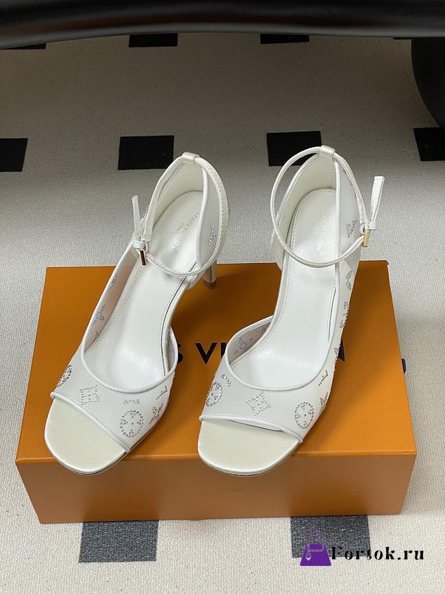Fortok Louis Vuitton 2026ss Gala model Mesh White Heels 8cm - 1