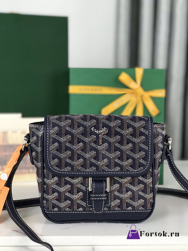 Fortok Goyard Grand Bleu Messenger Bag Navy Blue 16×14×6cm - 1