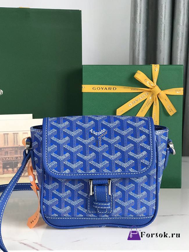 Fortok Goyard Grand Bleu Messenger Bag Blue 16×14×6cm - 1