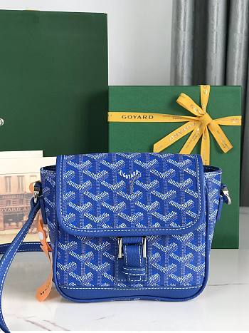 Fortok Goyard Grand Bleu Messenger Bag Blue 16×14×6cm