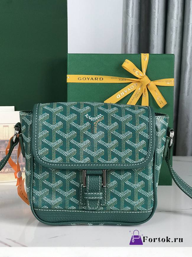 Fortok Goyard Grand Bleu Messenger Bag Green 16×14×6cm - 1