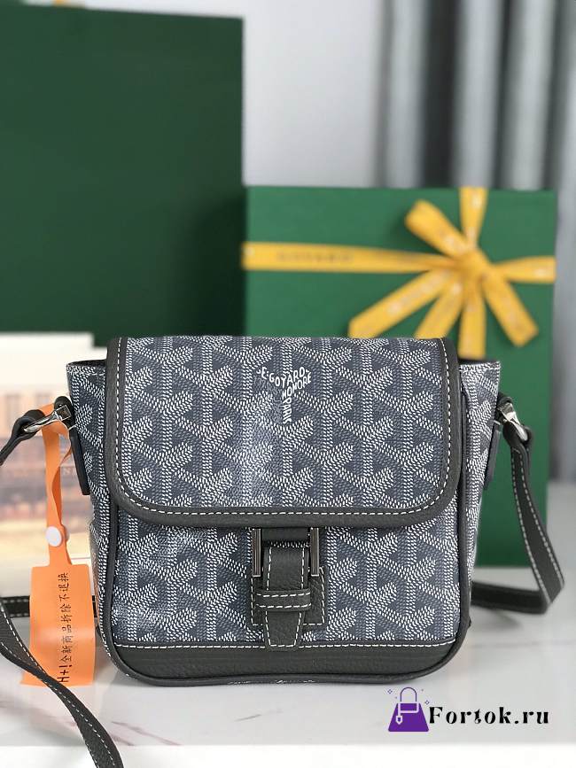 Fortok Goyard Grand Bleu Messenger Bag Grey 16×14×6cm - 1