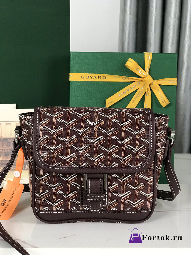 Fortok Goyard Grand Bleu Messenger Bag Burgundy 16×14×6cm - 1