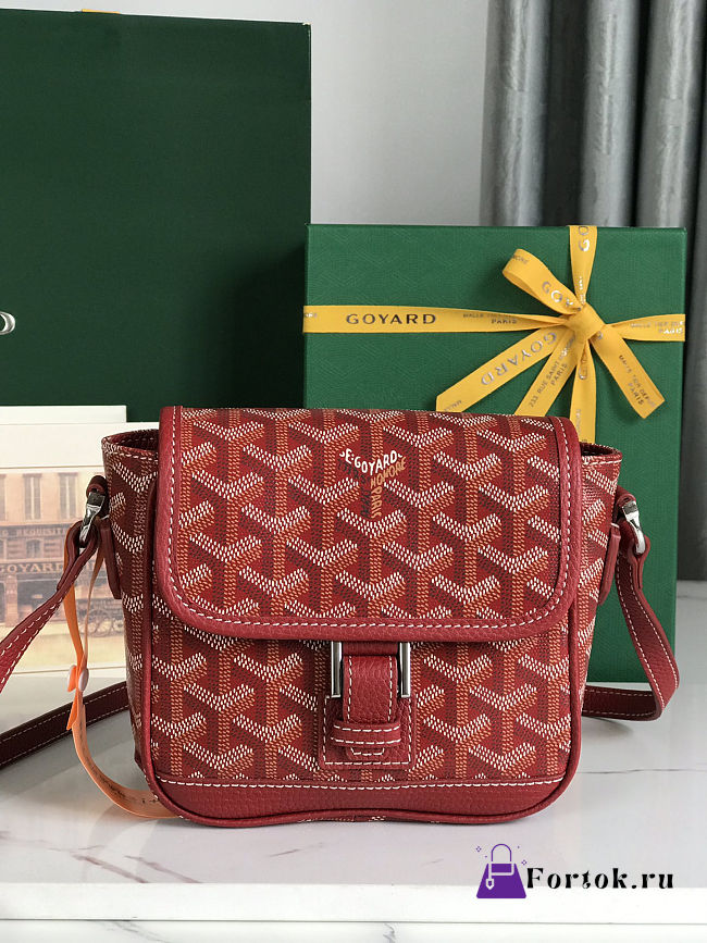 Fortok Goyard Grand Bleu Messenger Bag Red 16×14×6cm - 1