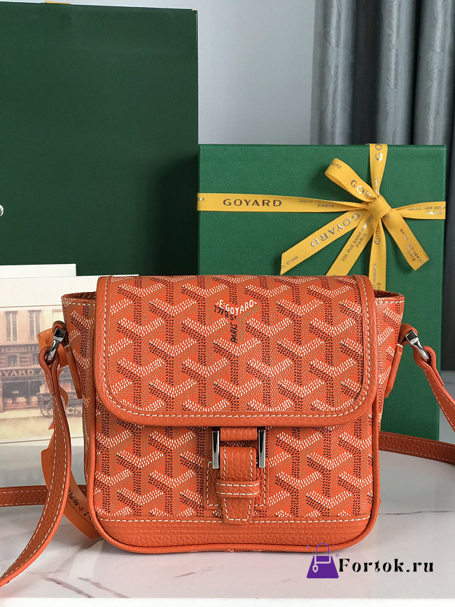 Fortok Goyard Grand Bleu Messenger Bag Orange 16×14×6cm - 1