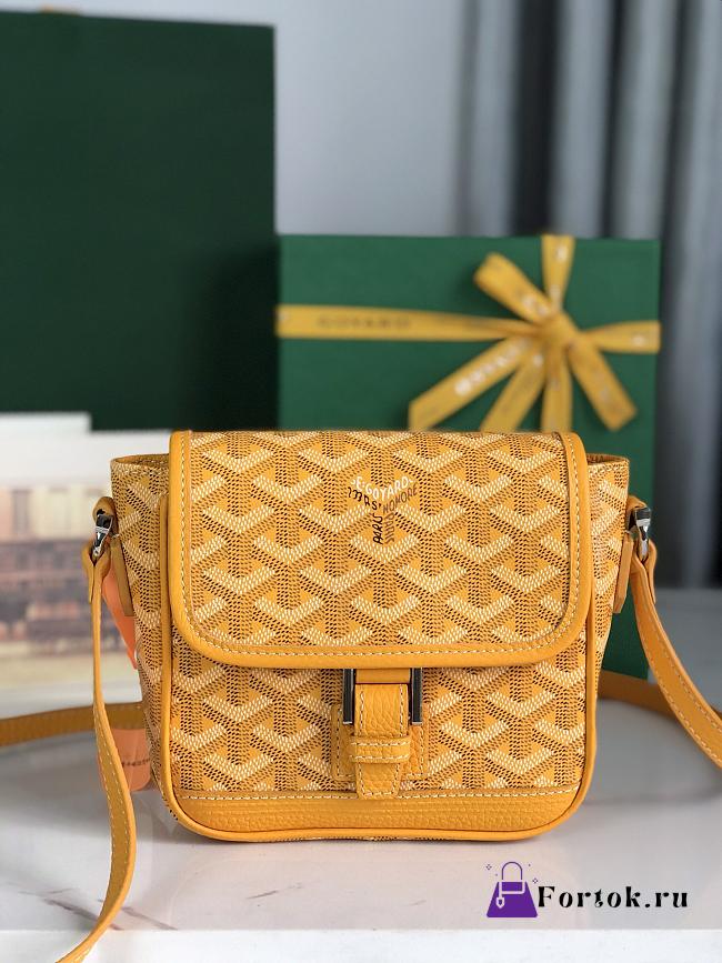 Fortok Goyard Grand Bleu Messenger Bag Yellow 16×14×6cm - 1