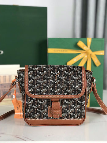 Fortok Goyard Grand Bleu Messenger Bag Brown 16×14×6cm