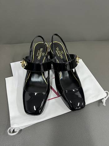 Fortok Valentino Garavani VLogo Locker Black Patent Leather Heels 6.5cm