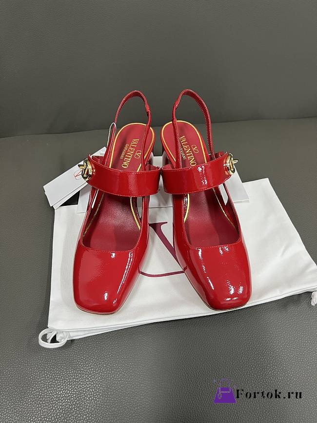Fortok Valentino Garavani VLogo Locker Glossy Leather Red Heels 6.5cm - 1