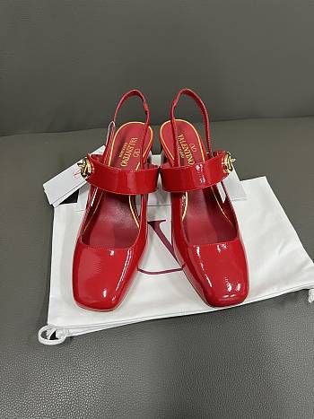 Fortok Valentino Garavani VLogo Locker Glossy Leather Red Heels 6.5cm