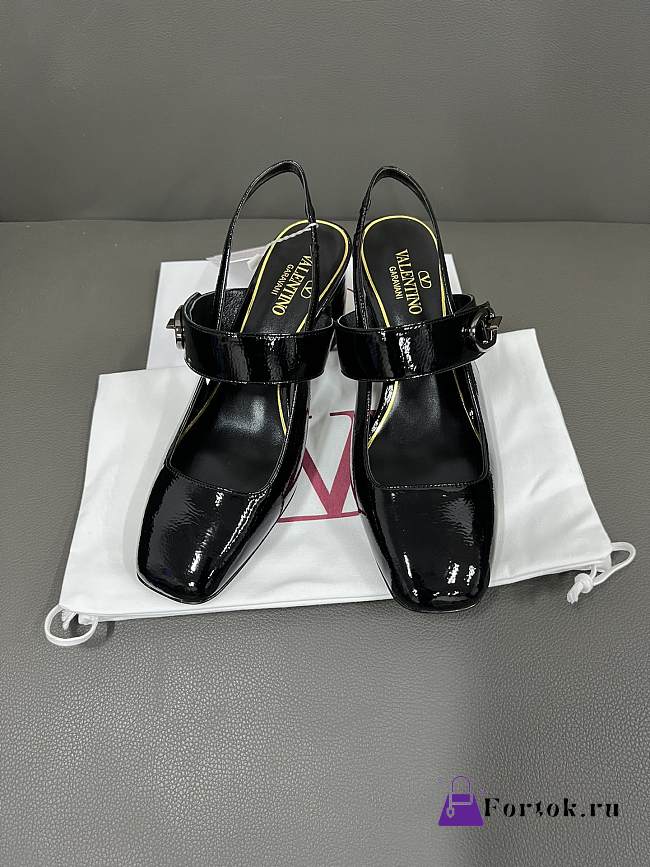 Fortok Valentino Garavani VLogo Locker Glossy Leather Black Heels 6.5cm - 1