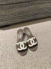 Fortok Chanel CC Logo Slide Mules Taupe Brown - 1