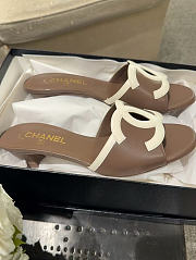 Fortok Chanel CC Logo Slide Mules Taupe Brown - 6