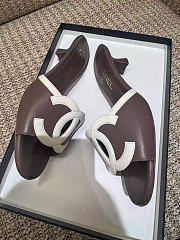 Fortok Chanel CC Logo Slide Mules Taupe Brown - 5