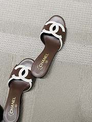 Fortok Chanel CC Logo Slide Mules Taupe Brown - 4
