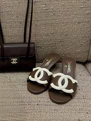 Fortok Chanel CC Logo Slide Mules Taupe Brown - 3